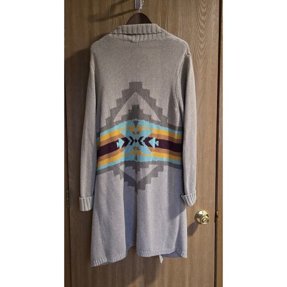 Pendleton Sierra Springs Aztec Southwestern Cotton Wool Long Open Cardigan - Picture 3 of 13